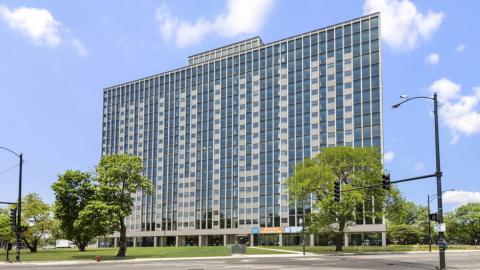 An 18-story apartment building. 