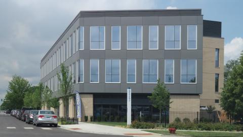 A three-story commercial building. 