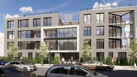 A four-story residential building.