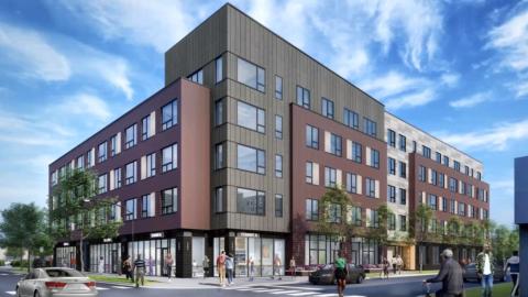 Five-story apartments. 